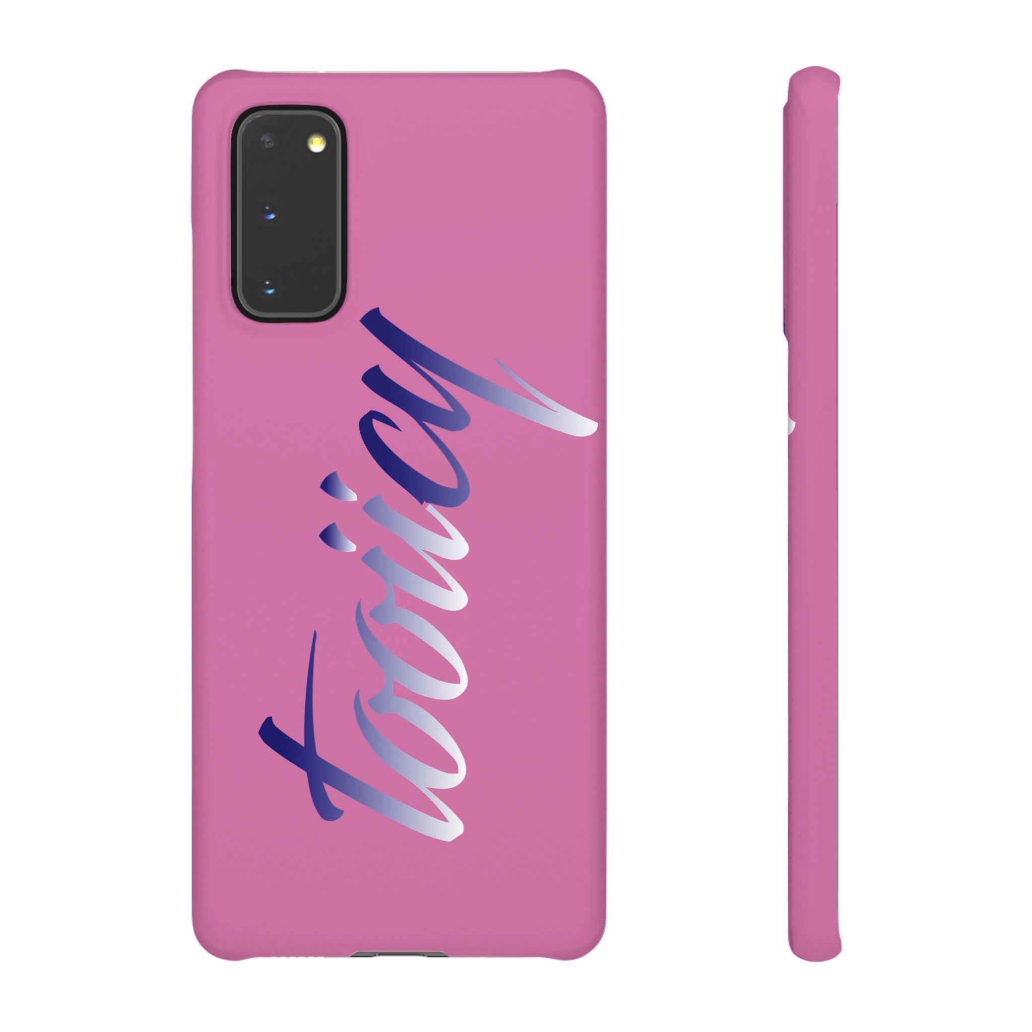 Stylish Pink Snap Case - ‘Tooiicy’ Design for Trendy Smartphone Protection Printify