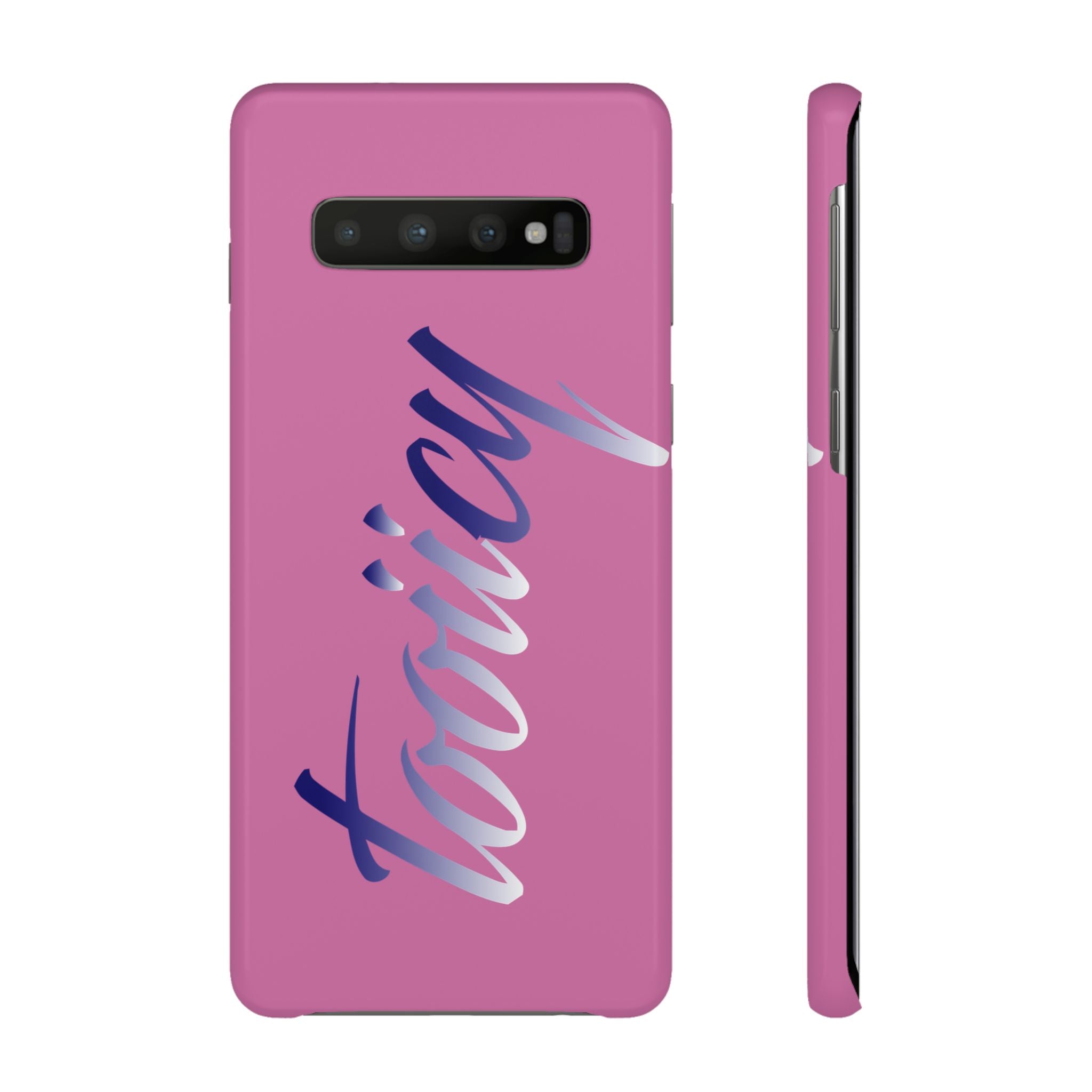 Stylish Pink Snap Case - ‘Tooiicy’ Design for Trendy Smartphone Protection Printify