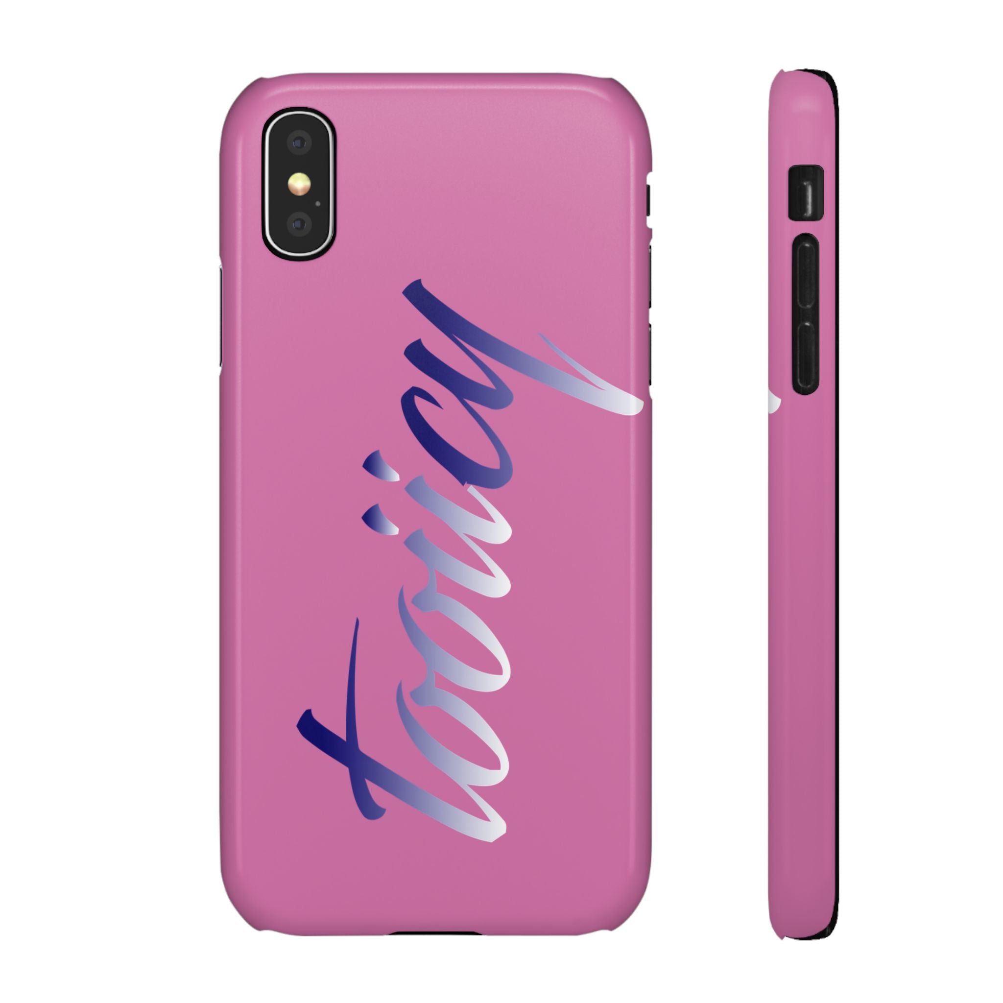 Stylish Pink Snap Case - ‘Tooiicy’ Design for Trendy Smartphone Protection Printify